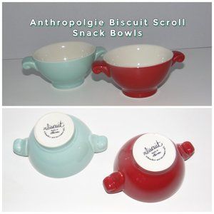 2 Anthropologie Biscuit Ceramic Cup Snack Bowls